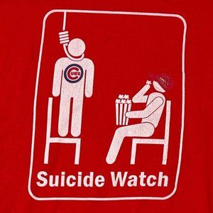 Sunfrog Mens XXXL Red Suicide Watch TShirt Cubs Cardinals Hangman Graphic Print